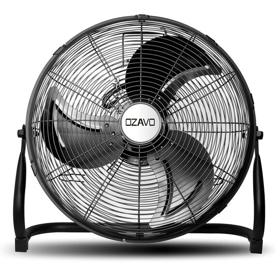 OZAVO Standventilator, Windmaschine ⌀35 cm mit 3 Laufgeschwindigkeiten, Bodenventilator Power, Tischventilator Metall, Luftkühler, verstellbare Neigungswinkel, 50W, Schwarz