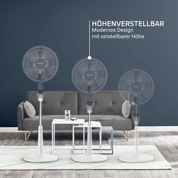 Rowenta VU5645 Turbo Silence Standventilator, extra leise mit Nachtmodus 45 dB, höhenverstellbar, große Reichweite 8m, 4 Geschwindigkeitsstufen, Schwenkfunktion, extrem stark - bis zu 80 m³/min