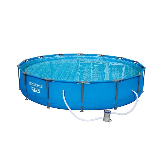 Bestway Steel Pro Max Stahlrahmenpool-Set mit Filterpumpe und Zubehör, 10220 L, blau, 427 x 427 x 84 cm