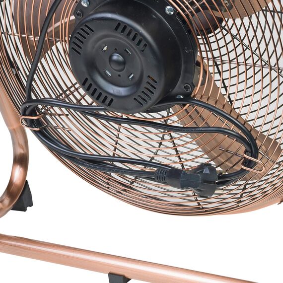Bestron Bodenventilator im Retro-Stil, Windmaschine mit 3 Geschwindigkeitsstufen & stufenlos neigbarem Ventilatorkopf, Höhe: 47 cm, Ø 45 cm, 100 W, Farbe: Kupfer