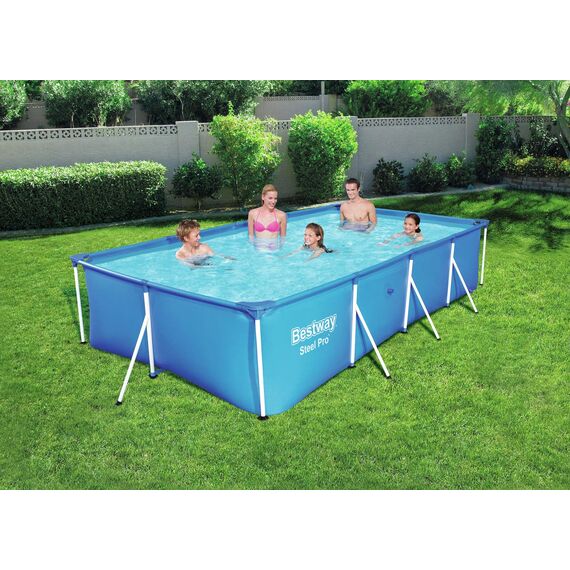 Bestway Steel Pro Pool mit Reinigungsset - Stahlrahmen - 300 x 201 x 66 cm - PVC, Blau, 300 x 201 x 66 cm mit Reinigung