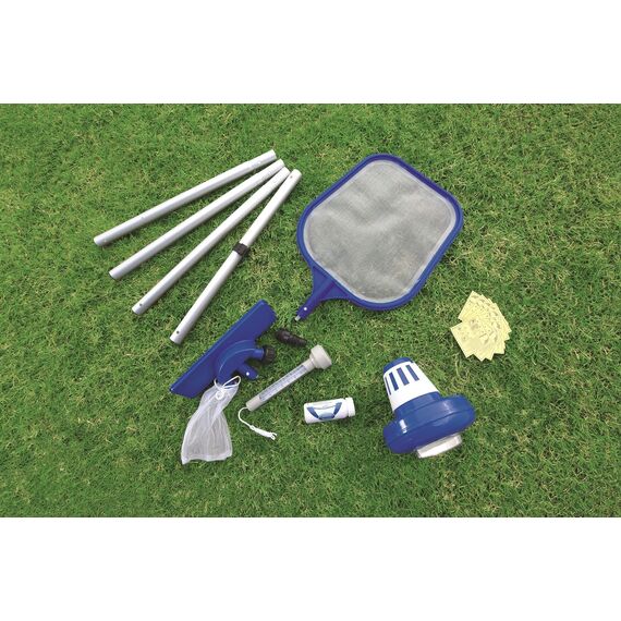 Bestway Steel Pro Pool mit Reinigungsset - Stahlrahmen - 300 x 201 x 66 cm - PVC, Blau, 300 x 201 x 66 cm mit Reinigung