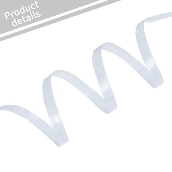 Toniful Satinband, dünnes, einfarbiges Satinband für Geschenkverpackungen, Basteln, Haarschleifen, Hochzeitsdekoration, Einladungskarten, Blumensträuße, 0,6 cm x 91 m, Weiß