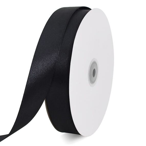 TONIFUL Satinband schwarz 25mm, 91 Meters Dekoration Geschenkband Fein Schleifenband, Stoffband für Hochzeit, Taufe und Geburtstag Geschenke Der Valentinstag Verpackung von Geschenken