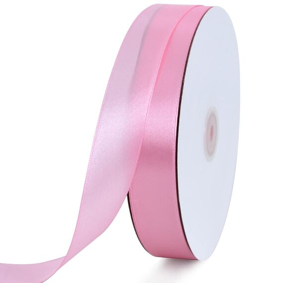 Toniful Satinband, dünnes, einfarbiges Satinband für Geschenkverpackungen, Basteln, Haarschleifen, Hochzeitsdekoration, Einladungskarten, Blumensträuße, Weihnachten, 2,5 cm x 91 m, Babyrosa