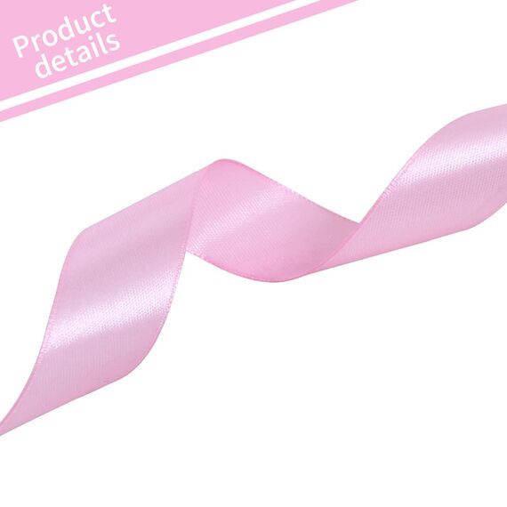 Toniful Satinband, dünnes, einfarbiges Satinband für Geschenkverpackungen, Basteln, Haarschleifen, Hochzeitsdekoration, Einladungskarten, Blumensträuße, Weihnachten, 2,5 cm x 91 m, Babyrosa