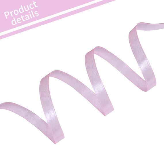 Toniful Satinband, dünnes, einfarbiges Satinband für Geschenkverpackungen, Basteln, Haarschleifen, Hochzeitsdekoration, Einladungskarten, Blumensträuße, 0,6 cm x 91 m, Babyrosa