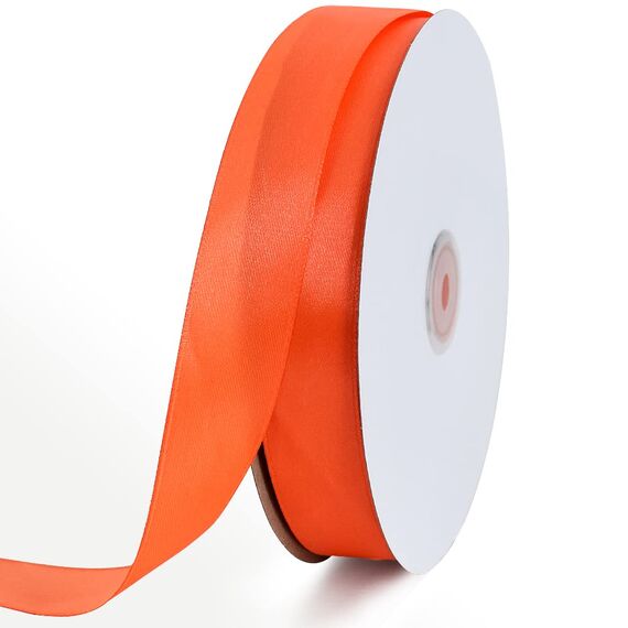 Toniful Satinband, dünnes, einfarbiges Satinband für Geschenkverpackungen, Basteln, Haarschleifen, Hochzeitsdekoration, Einladungskarten, Blumensträuße, 2,5 cm x 91 m, Orange