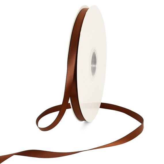 TONIFUL 3/8 Inch x 100yds Coffee Brown Color Satin Ribbon Thin Solid Fabric Ribbons Roll for Gift Wrapping Invitation Floral Hair Balloons Craft Sewing Party Wedding Popsicles Decoration