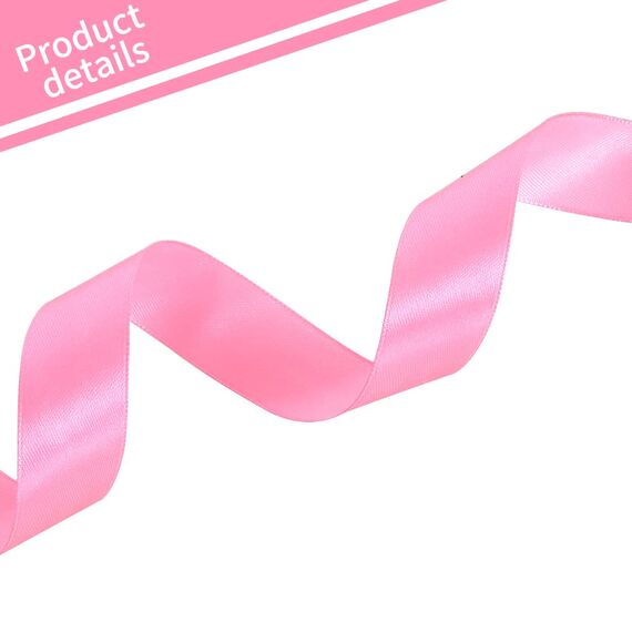 Toniful Satinband, dünnes, einfarbiges Satinband für Valentinstag Geschenkverpackungen, Basteln, Haarschleifen, Hochzeitsdekoration, Einladungskarten, Blumensträuße, Weihnachten, 2,5 cm x 91 m, Pink