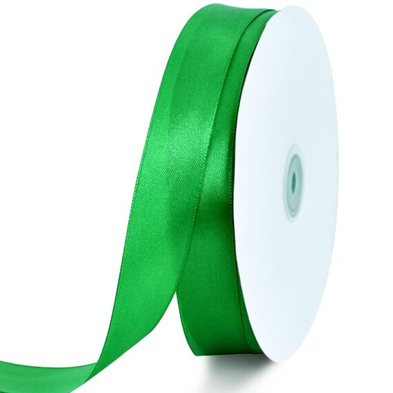 Toniful Satinband, dünnes, einfarbiges Satinband für Geschenkverpackungen, Basteln, Haarschleifen, Hochzeitsdekoration, Einladungskarten, Blumensträuße, 2,5 cm x 91 m, Grün