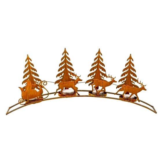 LB H&F Herbstdeko Weihnachtsdeko AUFSTELLER Deko Dekoration Dekofigur Herbst Winter Weihnachten Metall Rost Gartenstecker (Adventskranz Hirsch Rost)