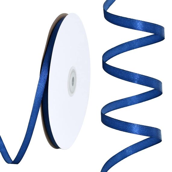 Toniful Satinband, dünnes, einfarbiges Satinband für Geschenkverpackungen, Basteln, Haarschleifen, Hochzeitsdekoration, Einladungskarten, Blumensträuße, 2,5 cm x 91 m, Marineblau