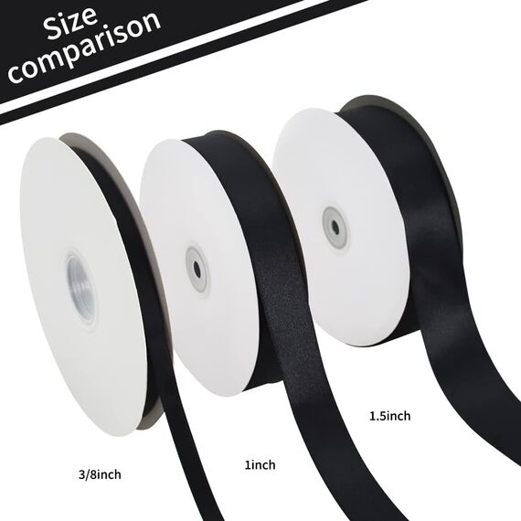 TONIFUL Satinband schwarz 25mm, 91 Meters Dekoration Geschenkband Fein Schleifenband, Stoffband für Hochzeit, Taufe und Geburtstag Geschenke Der Valentinstag Verpackung von Geschenken