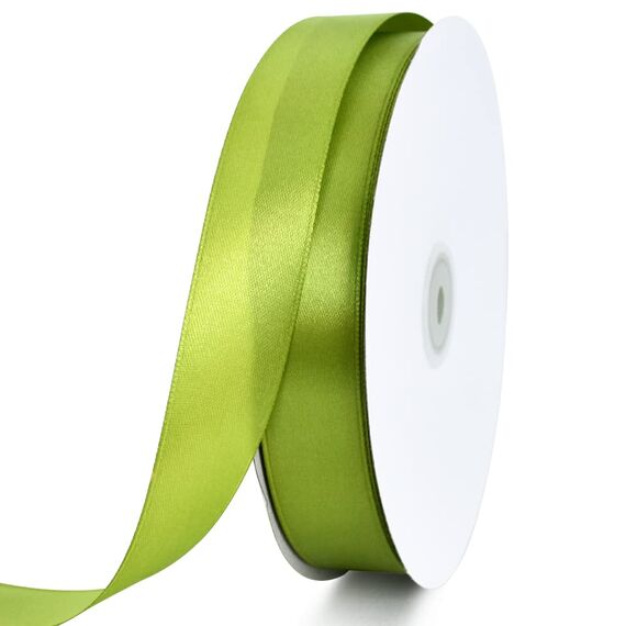 Toniful Satinband, dünnes, einfarbiges Satinband für Geschenkverpackungen, Basteln, Haarschleifen, Hochzeitsdekoration, Einladungskarten, Blumensträuße, 2,5 cm x 91 m, Salbei-/Olivgrün