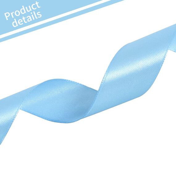 Toniful Satinband, dünnes, einfarbiges Satinband für Geschenkverpackungen, Basteln, Haarschleifen, Hochzeitsdekoration, Einladungskarten, Blumensträuße, 2,5 cm x 91 m, Himmelblau
