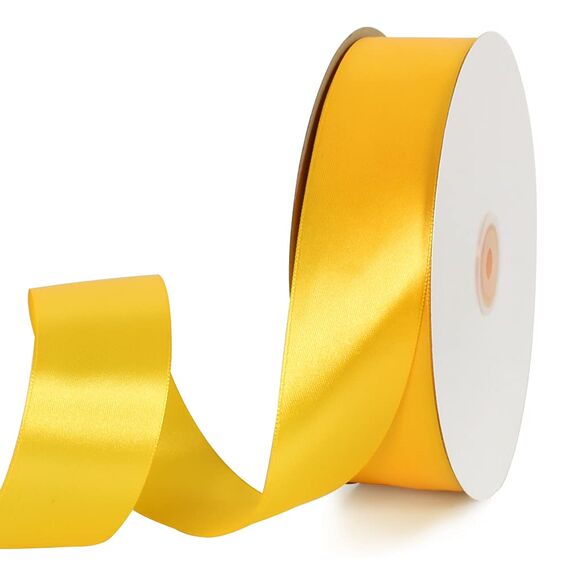 TONIFUL Breites Satinband, 40 mm x 91 m, Gelb, für Geschenkverpackungen, Stuhlschärpen, Valentinstag, Hochzeit, Geburtstag, Party, Dekoration, Haare, Blumenhandwerk, Nähen