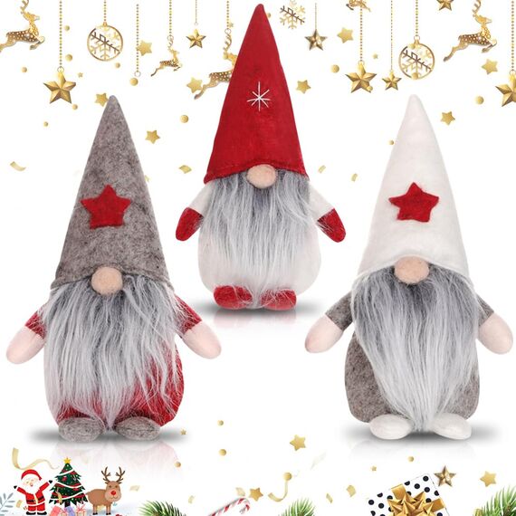REFORUNG Weihnachten Deko Wichtel 3er Set Weihnachtswichtel Plüsch Wichtel Figuren Weihnachtspailletten Herbst Deko Wichtel Baumanhänger Weihnachtszwerge Wichtel für Weihnachten(3 Stück-Bunt)