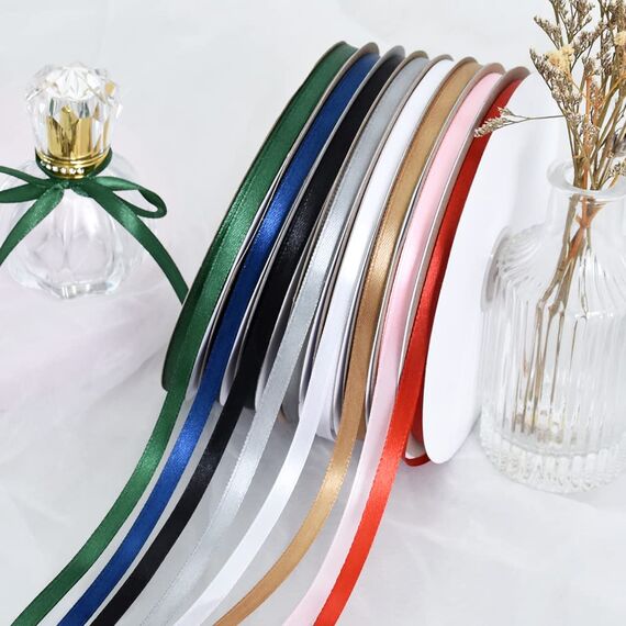 Toniful Satinband, dünnes, einfarbiges Satinband für Geschenkverpackungen, Basteln, Haarschleifen, Hochzeitsdekoration, Einladungskarten, Blumensträuße, 2,5 cm x 91 m, Marineblau