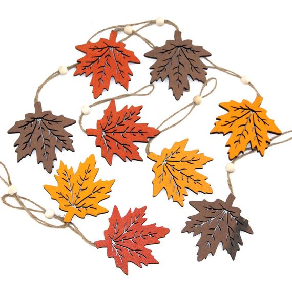 9er Set Anhänger Blatt Ahorn Herbst Deko Holz Herbstanhänger Holzanhänger Dekoanhänger Herbstblätter (Blätter)