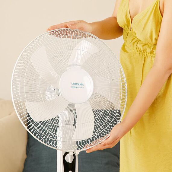 Cecotec Standventilator EnergySilence 515 MaxFlow White 45 W, 16 Zoll Durchmesser, 5 Klingen, 1-Stunden-Timer, 3 Geschwindigkeiten, Automatische Oszillation, Einstellbare Höhe, Weiß