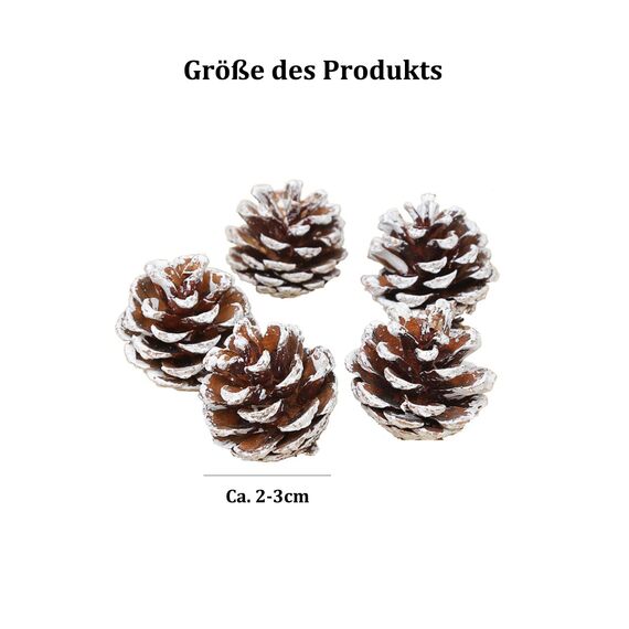 ENLACE 30 Stück Tannenzapfen, ca. 2-3cm, Klein Weihnachten Tannenzapfen mit Weißer Anstrich, Natur Kiefernzapfen Deko für Weihnachtsdeko DIY Handwerk Weihnachtsbaum Herbst Winter Dekoration