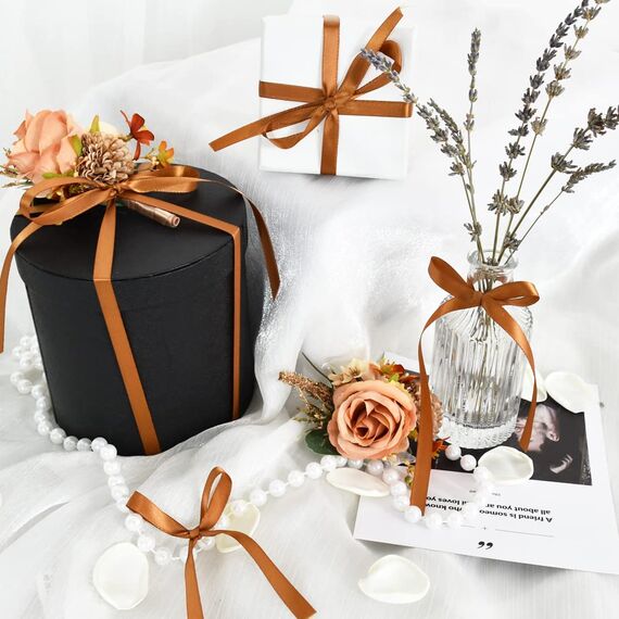 TONIFUL Satinband Warmbraun 10mm, 91 Meters Dekoration Geschenkband Fein Schleifenband, Stoffband für Hochzeit, Taufe und Geburtstag Geschenke Der Valentinstag Verpackung von Geschenken