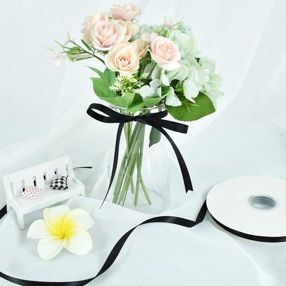 TONIFUL Satinband schwarz 10mm, 91 Meters Dekoration Geschenkband Fein Schleifenband, Stoffband für Hochzeit, Taufe und Geburtstag Geschenke Der Valentinstag Verpackung von Geschenken