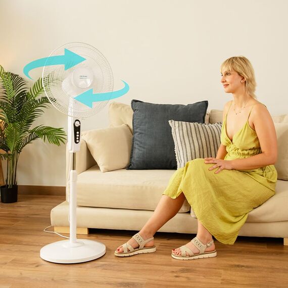 Cecotec Standventilator EnergySilence 515 MaxFlow White 45 W, 16 Zoll Durchmesser, 5 Klingen, 1-Stunden-Timer, 3 Geschwindigkeiten, Automatische Oszillation, Einstellbare Höhe, Weiß