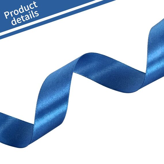Satinband, dünnes, einfarbiges Satinband für Geschenkverpackungen, Basteln, Haarschleifen, Hochzeitsdekoration, Einladungskarten, Blumensträuße, 2,5 cm x 91 m, Tiefes Marineblau
