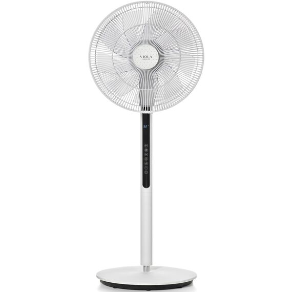 VIOLA Leiser und leistungsstarker Standventilator mit Fernbedienung, 32 Geschwindigkeiten, 9 Flügel, 320 ° Oszillation, geringer Stromverbrauch, vertikale Drehung 90 °, Höhe verstellbar