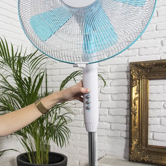 Cecotec EnergySilence 510 Standventilator. 40 W, 5 Flügel mit 40 cm Durchmesser, oszillierend, 3 Geschwindigkeiten, einstellbare Höhe 115-135 cm, Kupfermotor, schwarzes Design (Weiß | 110-130 cm)