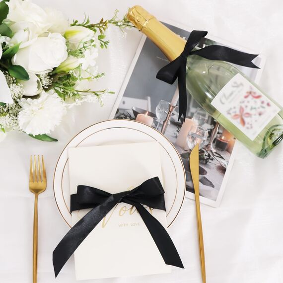 TONIFUL Satinband schwarz 25mm, 91 Meters Dekoration Geschenkband Fein Schleifenband, Stoffband für Hochzeit, Taufe und Geburtstag Geschenke Der Valentinstag Verpackung von Geschenken