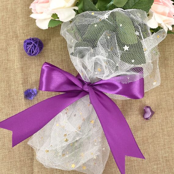 TONIFUL 1-1/2 Inch (40mm) x 100 Yards Purple Wide Satin Ribbon Solid Fabric Ribbon for Gift Wrapping Chair Sash Valentine's Day Wedding Birthday Party Decoration Hair Floral Craft Sewing