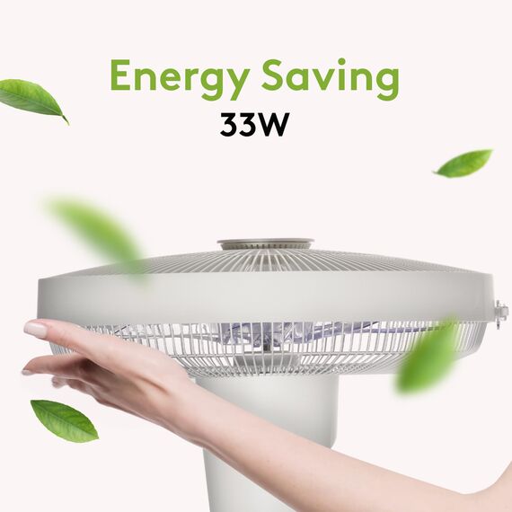 VIOLA Leiser und leistungsstarker Standventilator mit Fernbedienung, 32 Geschwindigkeiten, 9 Flügel, 320 ° Oszillation, geringer Stromverbrauch, vertikale Drehung 90 °, Höhe verstellbar