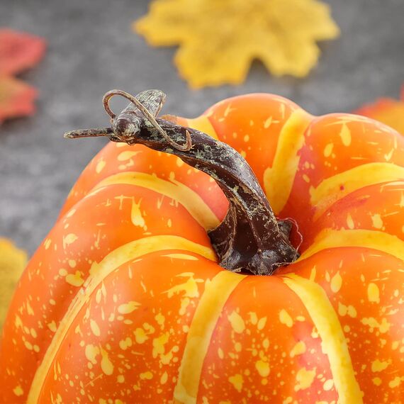 Benjia Kürbis Herbst Deko Dekoration Draußen, Groß Mini Orange Kürbisse Zierkürbisse Herbstdeko Herbstdekorationen Halloween (Orange, 16 Stück)