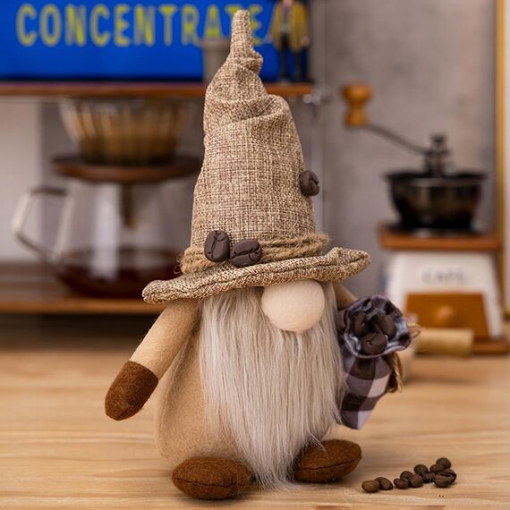 ACAREY 2 Stück Kaffee Wichtel Herbstdeko Wichtel Sommer Herbst Deko Wichtel Figuren Erntedankfest Plüsch Ornament Schwedischer Tomte Wichtel für Kaffeestation, Rudolph Puppe Figure für Küche