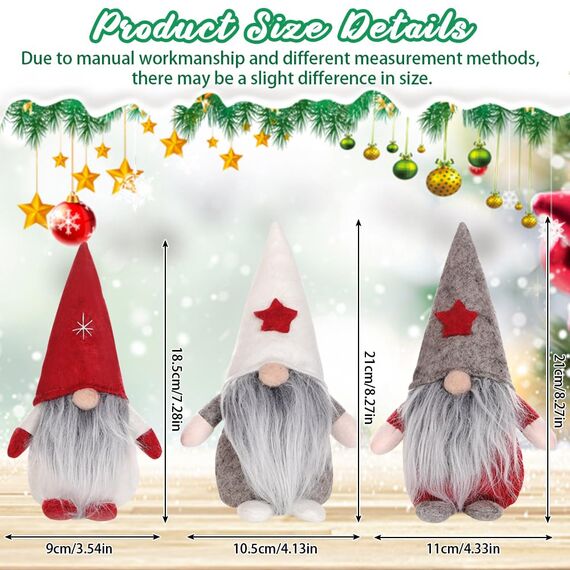 REFORUNG Weihnachten Deko Wichtel 3er Set Weihnachtswichtel Plüsch Wichtel Figuren Weihnachtspailletten Herbst Deko Wichtel Baumanhänger Weihnachtszwerge Wichtel für Weihnachten(3 Stück-Bunt)