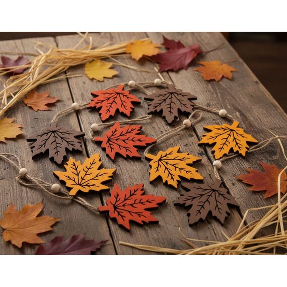 9er Set Anhänger Blatt Ahorn Herbst Deko Holz Herbstanhänger Holzanhänger Dekoanhänger Herbstblätter (Blätter)