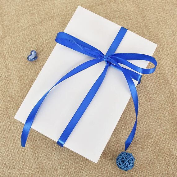 TONIFUL 3/8 Inch x 100yds Royal Blue Satin Ribbon Thin Solid Fabric Ribbons Roll for Gift Wrapping Invitation Floral Hair Balloons Craft Sewing Party Wedding Popsicles Decoration