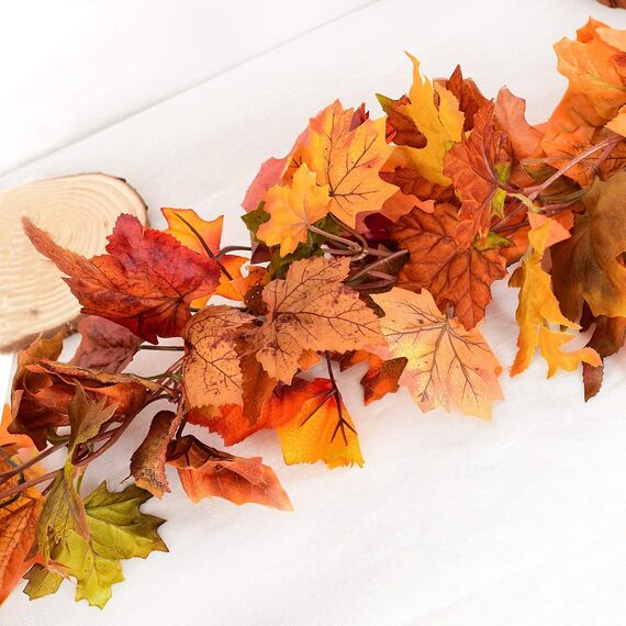 Artiflr 4 Stück Herbst-Ahornblatt-Girlande, künstliche Ahorn-Girlande, Herbst-hängende Herbstblätter-Reben für drinnen und draußen, Hochzeit, Erntedankfest, Abendessen, Party-Dekoration
