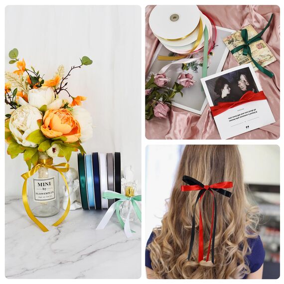 Toniful Satinband, dünnes, einfarbiges Stoffband für Einladungen, Geschenkverpackungen, Schleifenherstellung, Blumensträuße, Valentinstags-, Hochzeits-, Party-Dekoration, 1,27 cm x 91 m, Silberfarben