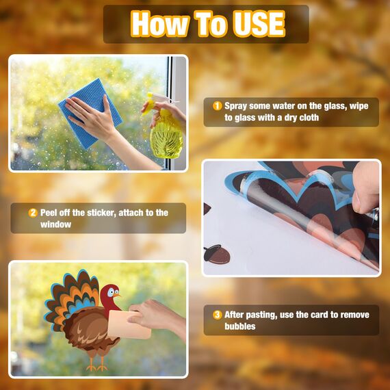 Moxled 159 Stück Fensterbilder Herbst - Zwerg Ahornblatt Herbstdeko Fenster Selbstklebend Aufkleber, Kleintiere Kürbis Truthahn Fensterdeko Herbst für Thanksgiving Herbst Deko