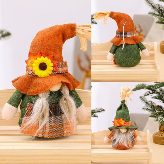 ENLACE 2 Stück Herbst Wichtel, Handgefertigte Gefüllte Gesichtslose Puppe Zwerg Dekorationen, Herbstdeko Zwerge, für Thanksgiving Erntedankfest Tisch Tablett Party-Dekorationen
