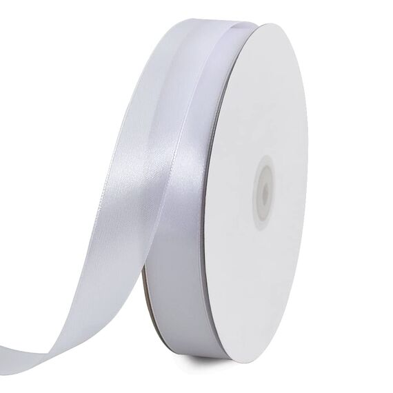 TONIFUL Satinband weiß 25mm, 91 Meters Dekoration Geschenkband Fein Schleifenband, Stoffband für Hochzeit, Taufe und Geburtstag Geschenke Der Valentinstag Verpackung von Geschenken