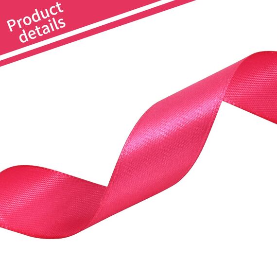 TONIFUL Satin Geschenkband Knallrosa Neon Rosa 2,5cm x 91m, 1 Rolle Schleifenband für Geschenkverpackung und Partydekoration, Hochwertiges Geschenkband Geburtstagsparty