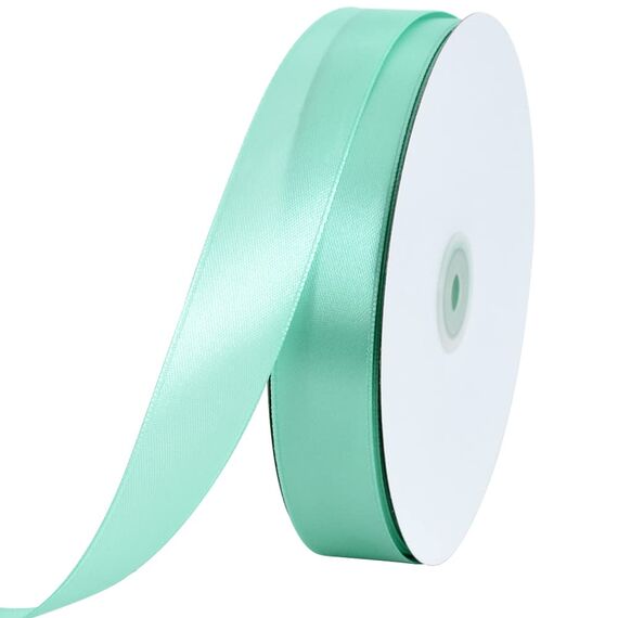 Toniful Satinband, dünnes, einfarbiges Satinband für Geschenkverpackungen, Basteln, Haarschleifen, Hochzeitsdekoration, Einladungskarten, Blumensträuße, 2,5 cm x 91 m, Blaugrün, Türkis, Blau