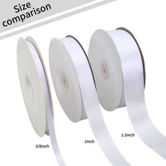 TONIFUL Satinband weiß 25mm, 91 Meters Dekoration Geschenkband Fein Schleifenband, Stoffband für Hochzeit, Taufe und Geburtstag Geschenke Der Valentinstag Verpackung von Geschenken