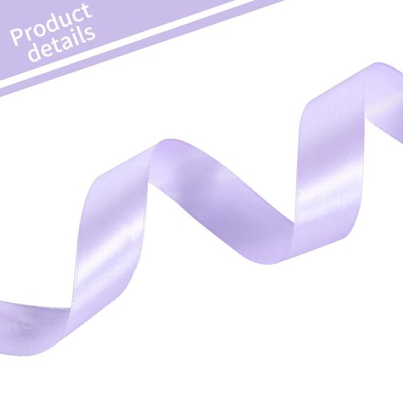 Toniful Satinband, dünnes, einfarbiges Satinband für Geschenkverpackungen, Basteln, Haarschleifen, Hochzeitsdekoration, Einladungskarten, Blumensträuße, Weihnachten, 2,5 cm x 91 m, Hellviolett