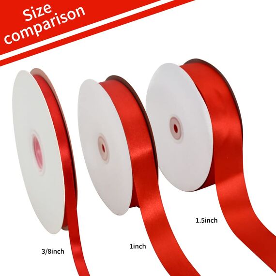 TONIFUL Satinband rot 25mm, 91 Meters Dekoration Geschenkband Fein Schleifenband, Stoffband für Hochzeit, Taufe und Geburtstag Geschenke Der Valentinstag Verpackung von Geschenken